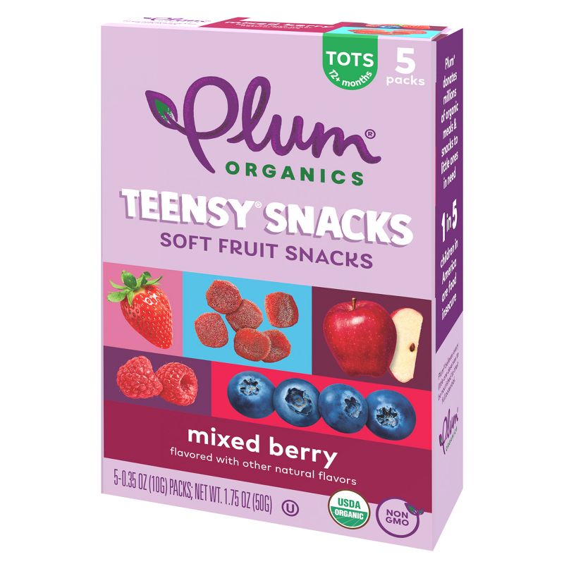 Plum Organics Teensy Snacks Soft Fruit Snacks - Mixed Berry - 0.35oz/5ct, 5 of 14