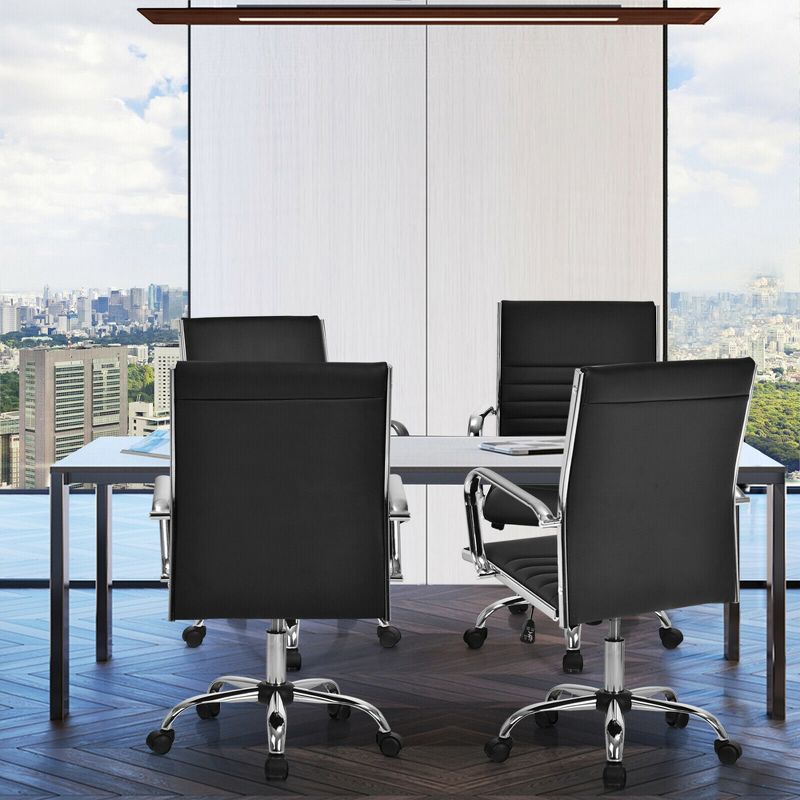 Costway PU Leather Office Chair High Back Conference Task Chair w/Armrests, 4 of 11
