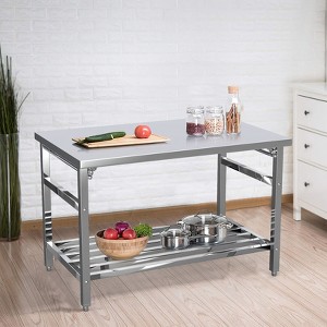 Stainless Steel Table, 30 x 48" Folding Heavy Duty Table for Kitchen,Commercial Prep Table with Adjustable Undershelf,for Restaurant,Home,Hotel - 1 of 4