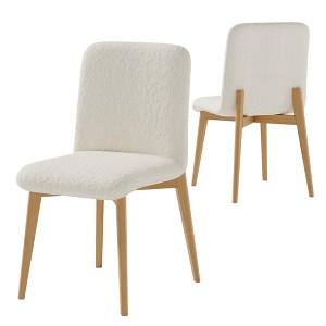 HomeRoots Set of Two Off White And Natural Boucle Upholstered Dining Side Chairs - 1 of 4