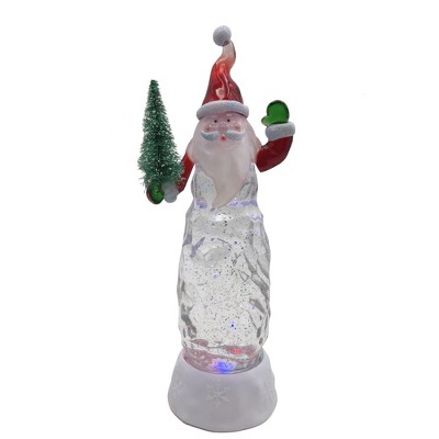 Northlight 11" LED Lighted Santa Claus with Christmas Tree Glittering Snow Dome