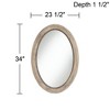 Noble Park Zahra Oval Vanity Decorative Wall Mirror Rustic Farmhouse Beaded Trim Natural Wood Frame 23 1/2" Wide for Bathroom Bedroom Living Room Home - 4 of 4