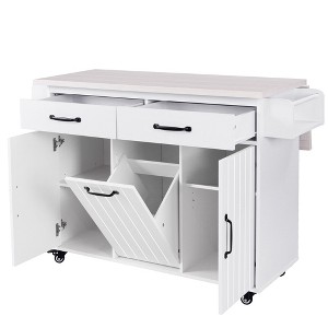 NicBex 2 Drawer Rolling Kitchen Island Cart with Spice Rack,Kitchen Island on Wheels with Trash Can Storage Cabinet,Island Table for Kitchen - 1 of 4