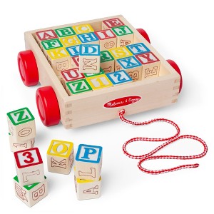 Melissa & Doug Classic ABC Wooden Block Cart Educational Toy With 30 Solid Wood Blocks: Alphabet Learning Toy for Toddlers - 1 of 4