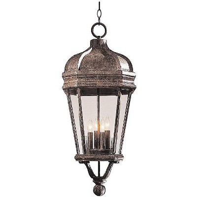 Minka Lavery Rustic Outdoor Hanging Light Fixture Vintage Rust Damp Rated 29" Beveled Clear Glass for Post Exterior Porch Patio