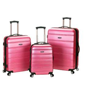 Rockland Melbourne 3pc Expandable ABS Hardside Carry On Spinner Luggage Set - Pink