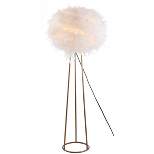 52" Metal Feather Floor Lamp (Includes LED Light Bulb) White/Gold - Jonathan Y