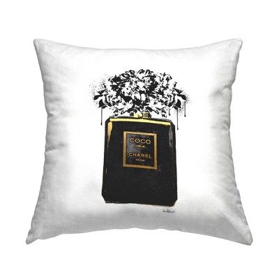 Stupell Industries Black Fashion Flower Drip Glam Brand Perfume, 18 x 18
