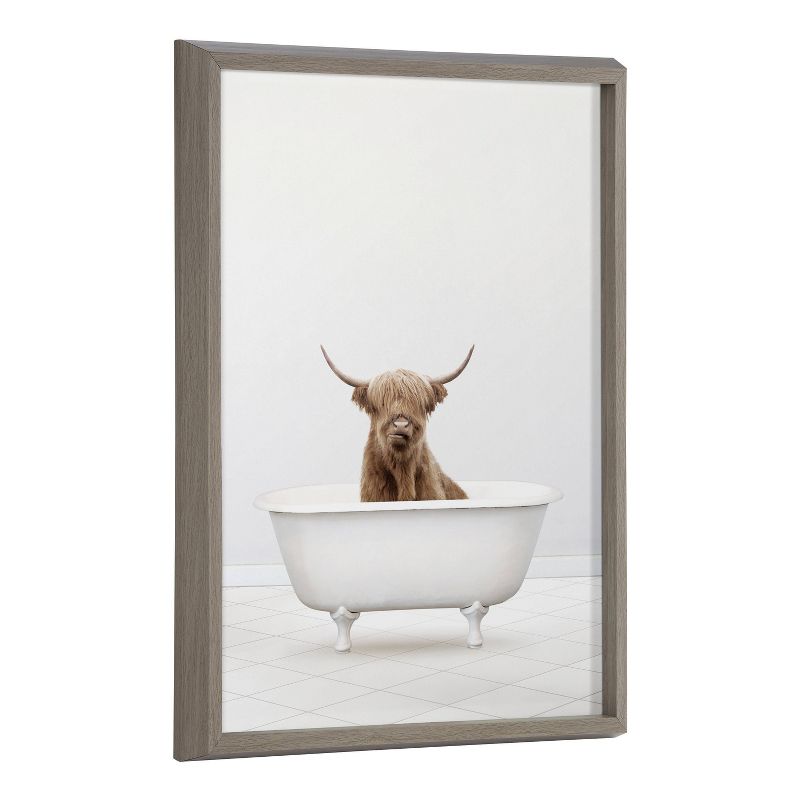 18&#34; x 24&#34; Blake Highland Cow Solo Bathtub by Amy Peterson Framed Printed Art Gray - Kate &#38; Laurel All Things Decor, 1 of 8