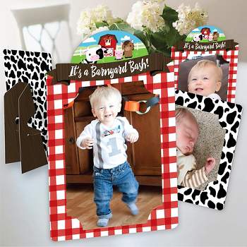 Big Dot of Happiness Farm Animals - Barnyard Baby Shower or Birthday Party 4x6 Picture Display - Paper Photo Frames - Set of 12