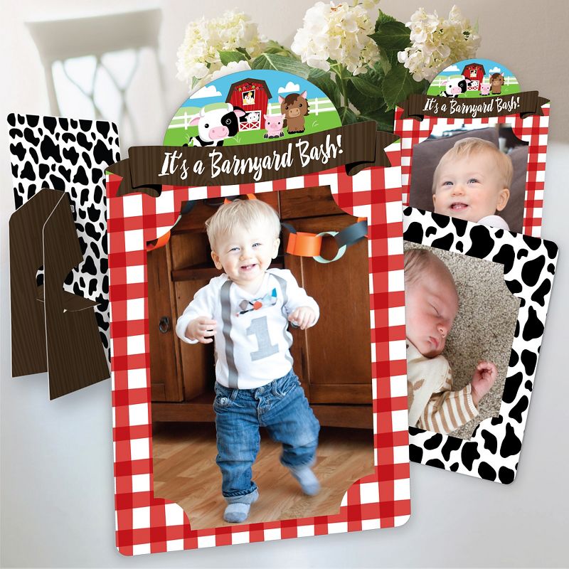 Big Dot of Happiness Farm Animals - Barnyard Baby Shower or Birthday Party 4x6 Picture Display - Paper Photo Frames - Set of 12, 1 of 9