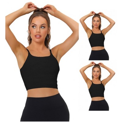 INSPIRE CHIC Women's Medium Impact Fitness Workout Wireless Padded Yoga Longline Sports Bras 3 Packs