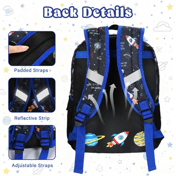 Mochila escolar Solaris Boy de 17" galaxia con lonchera aislada de astronauta, mochila 2 en 1 para niños 5