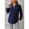 Women's Business Casual V Neck Cuffed Sleeves Work Blouse Top - 4 of 4