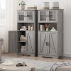 White Wooden Freestanding Storage Cabinet with Frosted Glass Doors & Adjustable Shelves, Floor Linen Cupboard for Bathroom, Kitchen, Living Room - 4 of 4