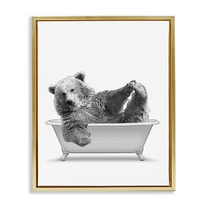 Stupell Industries Bear Playing In Bath Wildlife, 21" x 17" - 1 of 4