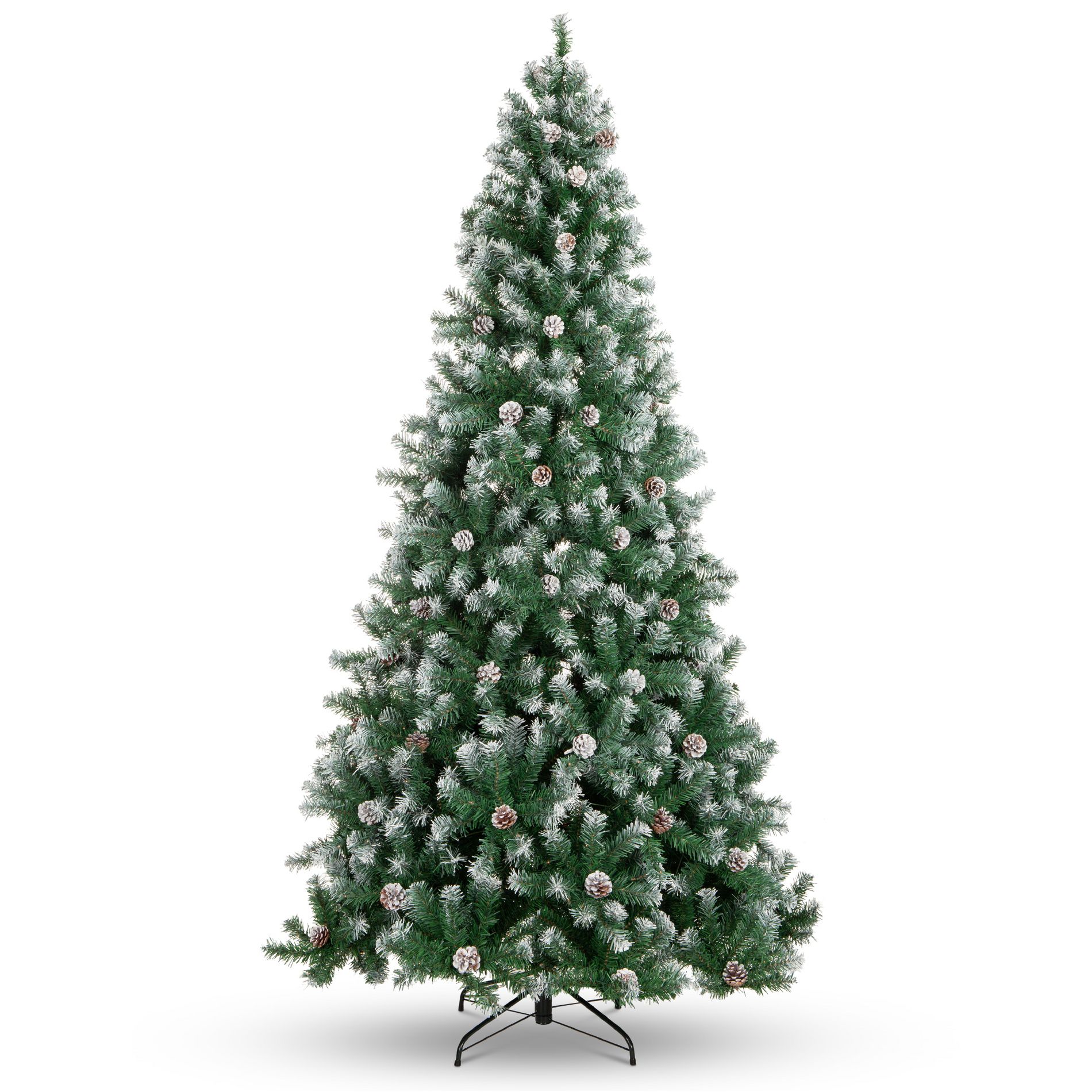 Best Choice Products 12ft Pre-Decorated Holiday Christmas Pine Tree w/4,188 Branch Tips, Partially Flocked, Base Green