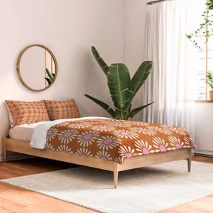 Retro Jumbo Daisy Schatzi Brown Comforter Set Orange/White - Deny Designs - 1 of 4
