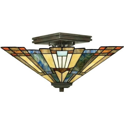 Valiant Bronze Geometric Glass Semi-Flush Mount Light