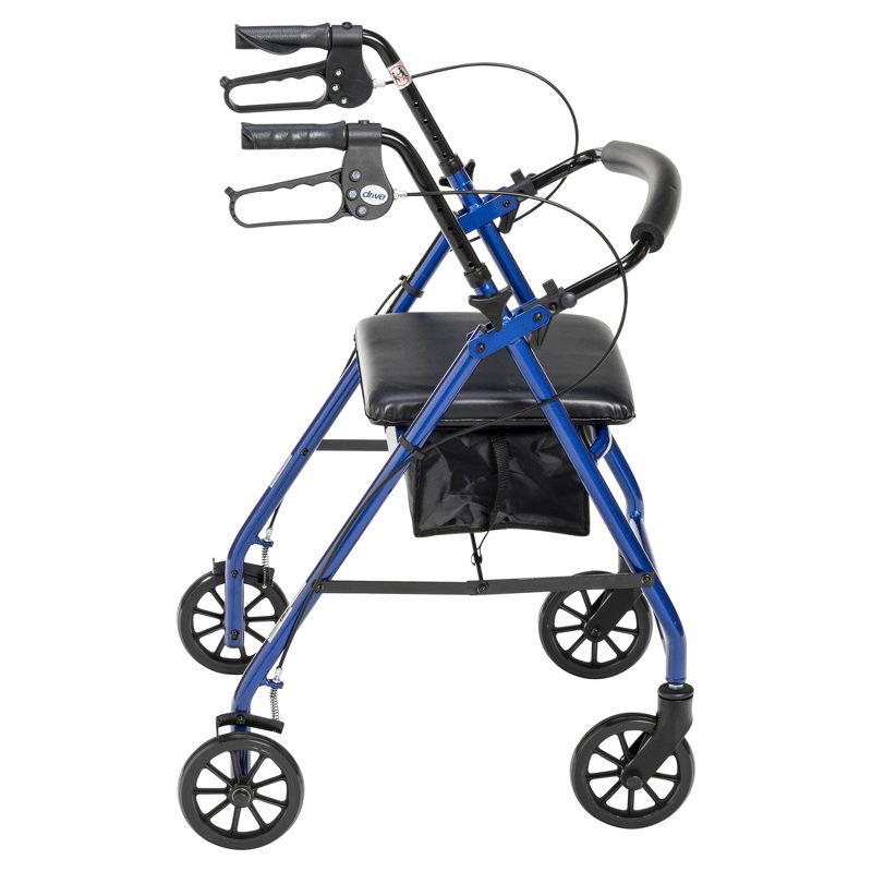 Drive Medical Walker Rollator with 6" Wheels, Fold Up Removable Back Support and Padded Seat, Blue, 4 of 12