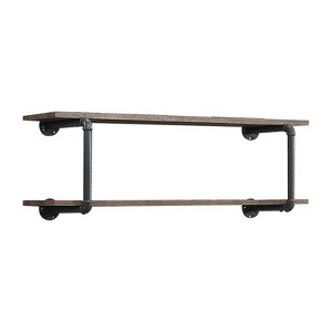 SEVOBAL Utility Storage Shelves Bookshelf Industrial Floating Shelves Set of 2, Mixed Material Wall Shelves for Modern Living Room, Gray, 45"*16"*4" - 1 of 4