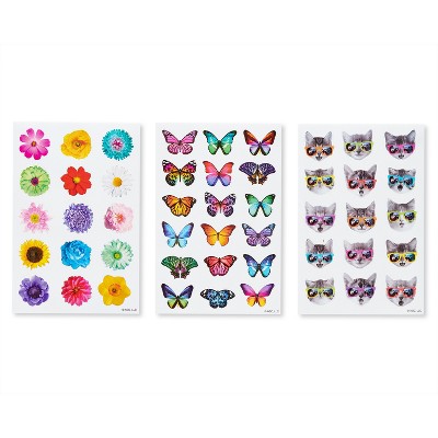 162ct Butterfly, Cats, and Flowers Stickers: Carlton Cards Scrapbook & Stich Stickers, 10 Sheets, Back-To-School, Birthday