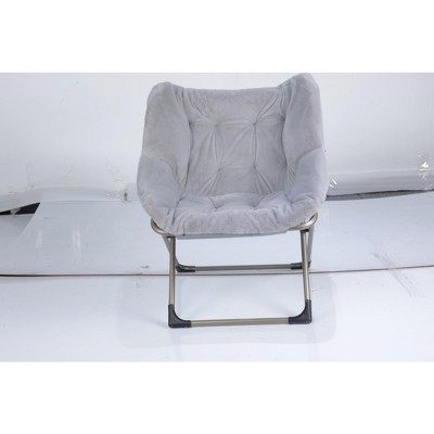 Saucer Chair, Lounge Chair - XL Foldable Faux Fur Floor Seat, Non-Slip Base for Stability, Accent Chair