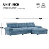 104 Inch L-Shaped Sectional Sofa with Ottoman, Sofa with Charging Ports and Side Pockets, Chenille Sofa with Wood Frame-Coolbibila - 4 of 4