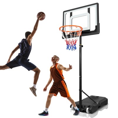 SKONYON 44 Inch Basketball Hoop Portable Adjustable 10ft Basketball Goal System with Backboard Wheels