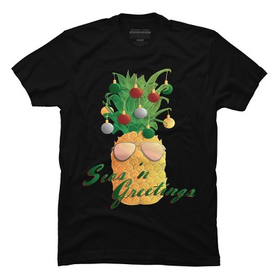 Men's Design By Humans Christmas Pineapple By Desdymona T-Shirt