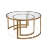 Metal Two Tier Glass Top Brass Coffee Table - Henn&Hart - 3 of 4