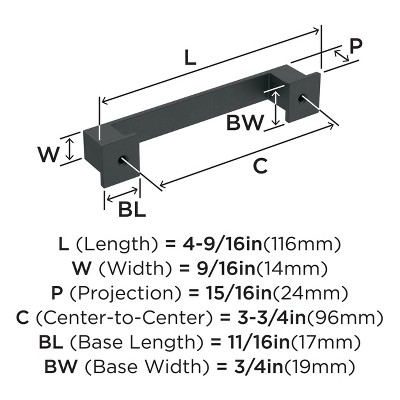 Matte Black Steel Bar Pull with Mounting Hardware
