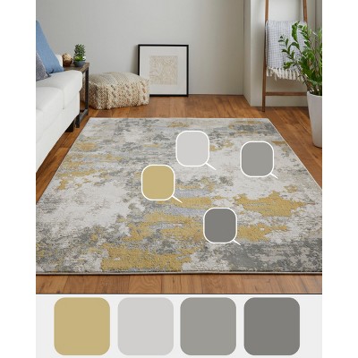 Gray Rectangular Hand-knotted Synthetic Easy Care Area Rug