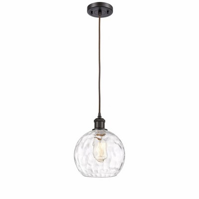 Athens Water Glass - 1 Light Cord Mini Pendant In Industrial Style-10 Inches Tall and 8 Inches Wide