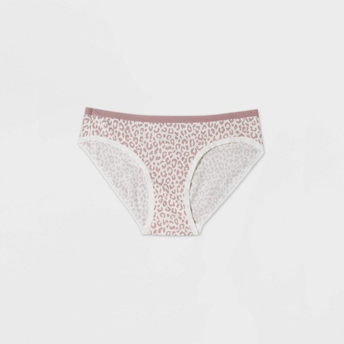Women's Leopard Print Cotton Bikini Underwear - Auden™ Off-White XS