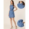 Allegra K Women's Vintage Button Down Polka Dots Sleeveless Belted Shirt Dress - 2 of 4