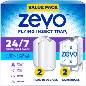 Zevo Indoor Flying Insect Trap Starter Kit for Fruit flies, Gnats, and House Flies - 4ct - 1 of 4