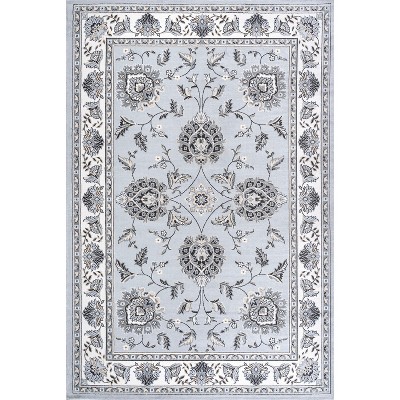 Light Gray and Cream Synthetic Persian Style Area Rug, 4' x 6'
