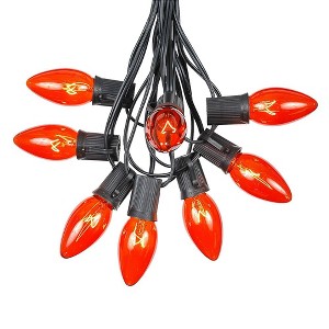 Novelty Lights 100 Feet C9 Christmas String Light Set, Vintage Holiday Hanging Light Set, Black Wire - 1 of 4