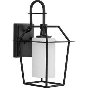 Progress Lighting Chilton 1-Light Outdoor Wall Lantern in Textured Black with Etched Opal Glass Shade - 1 of 1
