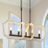 LNC Creamy 5-Lights 30" Shabby Chic Rectangle Kitchen Island Pendant  Lights, Off-White Wood and Distressed Black - 2 of 4