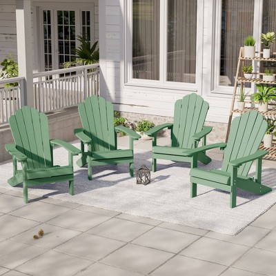 Sonkuki 4PCS Outdoor Faux Wood Adirondack Chairs, Patio Accent Chairs with High Back and Wide Seat for Garden, Backyard