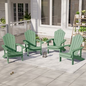 Sonkuki 4PCS Outdoor Faux Wood Adirondack Chairs, Patio Accent Chairs with High Back and Wide Seat for Garden, Backyard - 1 of 4