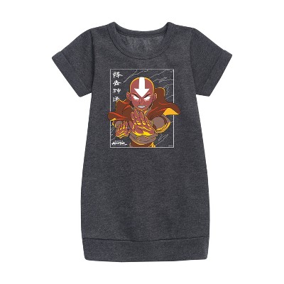 - Avatar: The Last Airbender - Avatar State Aang Graphic Short Sleeve Fleece Dress