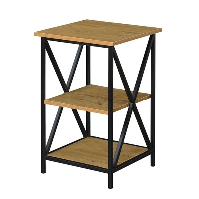 Tucson End Table with Shelves English Oak/Black - Breighton Home