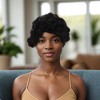 Unique Bargains Women's Wave Curly Short Hair Wig Real Human Hair 4in Black 1 Pc - 2 of 4