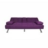 65.7”Futon Sleeper Sofa Bed,3 Angles for Adjusting,Manufactured Wood Frame, Tailored Linen Upholstery,Metal Chrome Legs,Purple - 2 of 4
