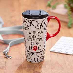 Evergreen Ceramic Travel Cup, 17 OZ. ,w/box, Interesting Dog - 1 of 2