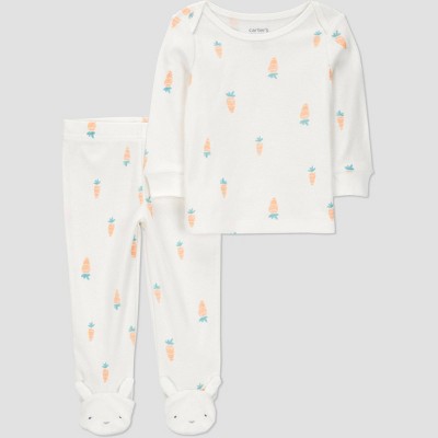 Carter's Just One You® Baby Easter Endcap Carrot Top & Bottom Set - Cream 6M: Cotton Pullover Sweater & Footed Pant