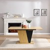 GDFStudio Elin Modern Rectangular Extendable Dining Table with Metal Frame and Wooden Tabletop - 2 of 4